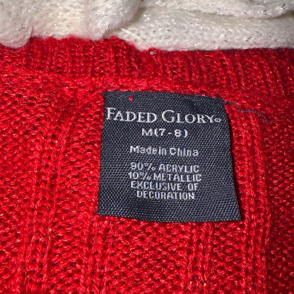 Faded Glory Girls Red Metallic Sweater & White Scarf Set Size M (7/8) - Picture 7 of 7